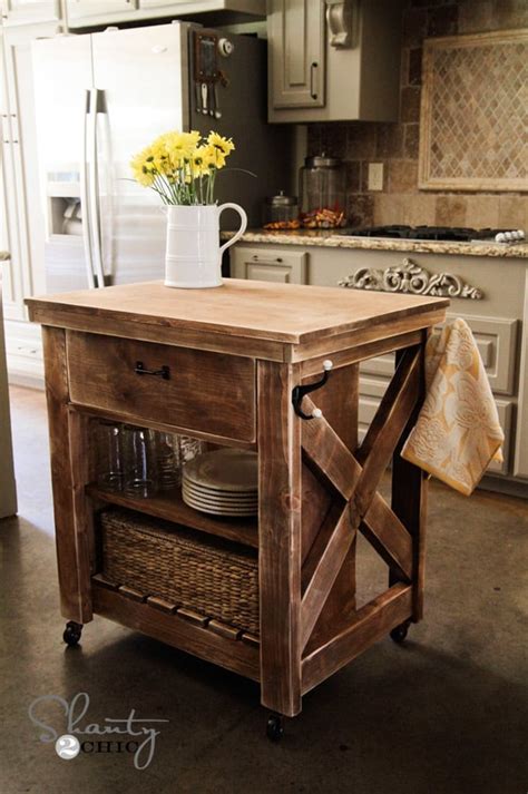 Ana White | Rustic X Small Rolling Kitchen Island - DIY Projects