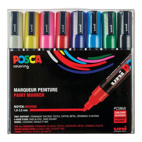 BUY Posca Acrylic Paint Marker Set 8-Color Medium