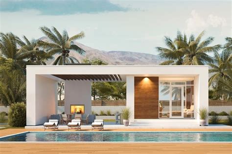 Plan 270050AF: Modern Pool House with Studio or Gym | Modern pool house, Pool house, Pool house ...