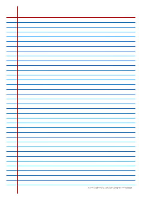 Webtools - Blue Line Writing Paper Template With Horizontal And Vertical Margins And 7.1mm Line ...