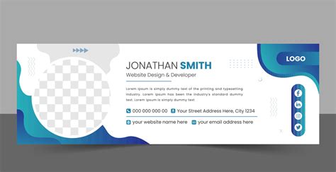 Creative email signature template. Corporate mail business email signature free vector banner ...