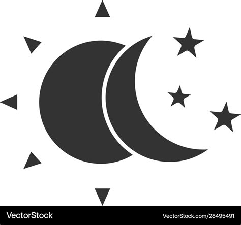 Sun and moon with stars glyph icon Royalty Free Vector Image