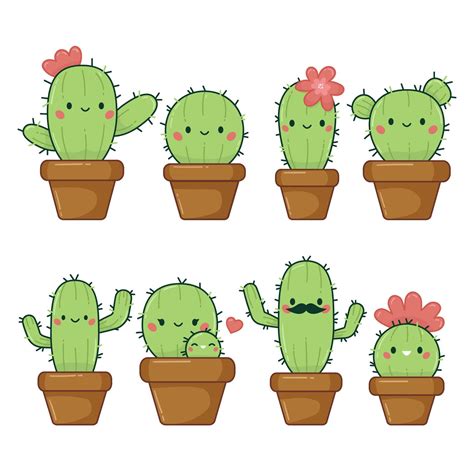 Cute Cactus Clipart Cartoon Cactus With Kawaii Face Vector Clipart | The Best Porn Website