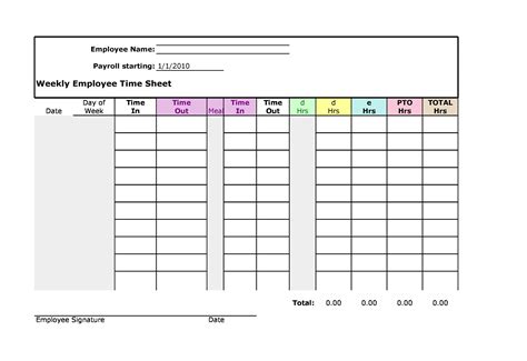 Paper Timesheet Template For Your Needs