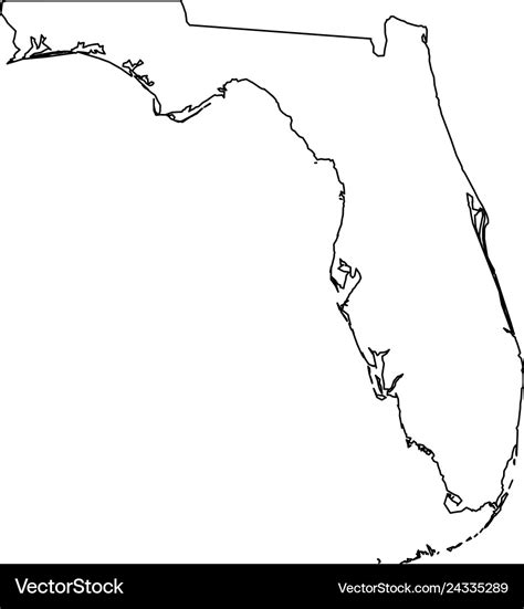 Florida state of usa - solid black outline map Vector Image