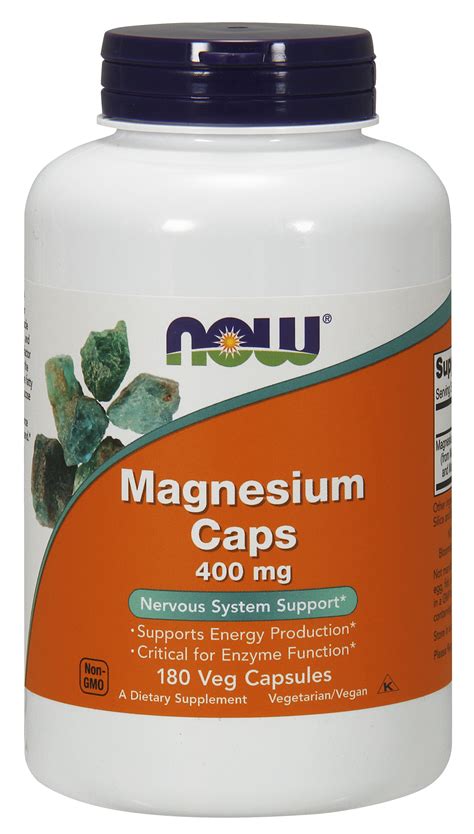 NOW Supplements, Magnesium 400 mg, 180 Capsules - Walmart.com