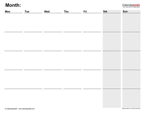 Monthly Planner Templates in PDF Format