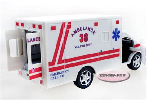 Kids Red / White Die-Cast Ambulance Container Truck Toy [AM01B024] : EZMOTORTOYS.COM