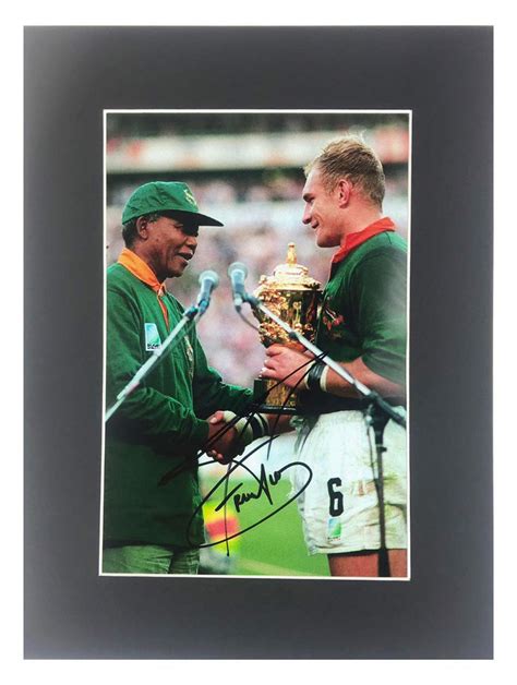 Signed Francois Pienaar Photo Display - Historic RWC 1995 Nelson Mandela | Firma Stella