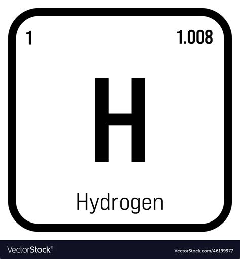 Hydrogen h periodic table element Royalty Free Vector Image