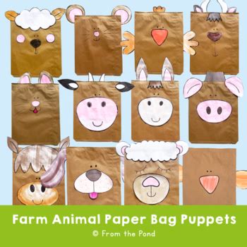 Farm Animal Craft Pack - Paper Bag Puppets by From the Pond | TPT