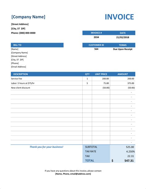 Free Sample Invoice Template Word – PARAHYENA