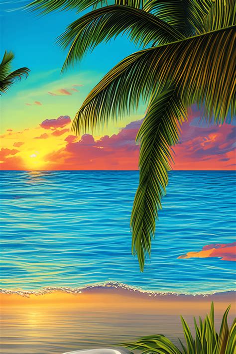 Caribbean Cruise Ship Sunset Beach Scene Graphic · Creative Fabrica