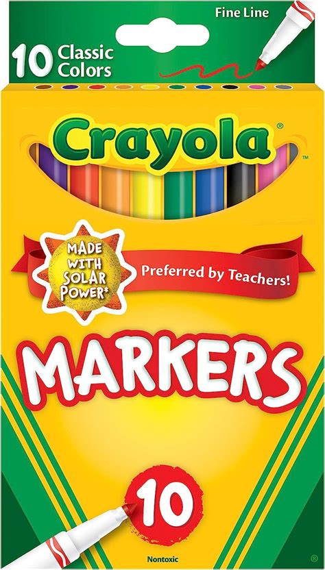 CRAYOLA Fine Line Markers, Multi-Colour, 10 Count (Pack of 1) – TopToy