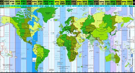 world time zones converting table