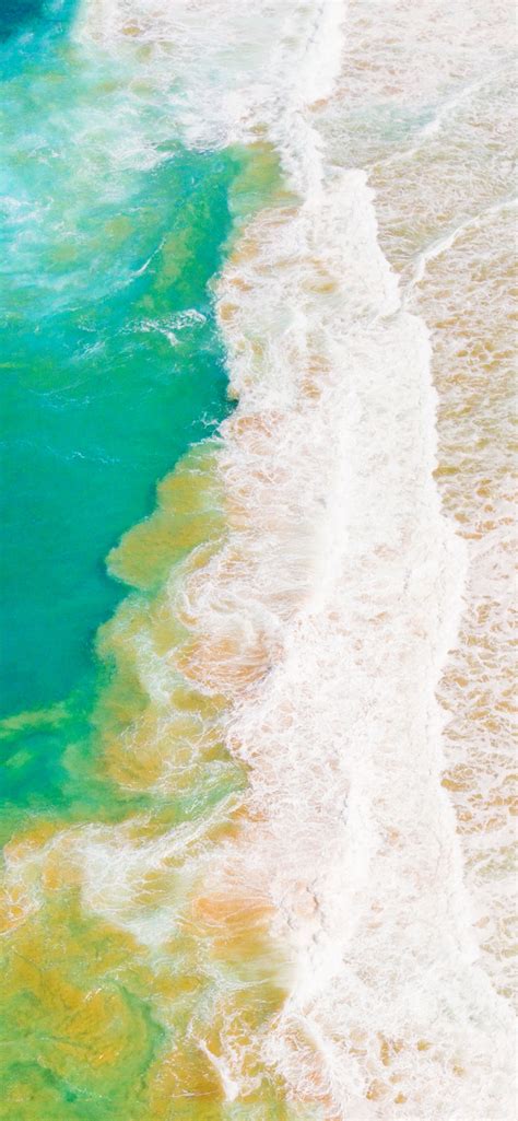 Aerial view Wallpaper 4K, Beach, Ocean, Waves, Coastline