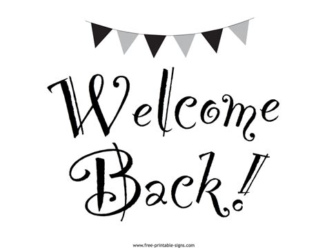 Welcome Back Sign Printable Free