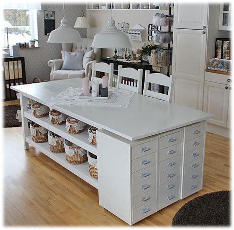 kitchentable_w_shelf | Craft tables with storage, Craft room storage, Craft room design