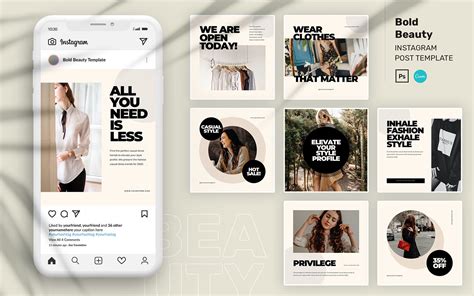 Bold Beauty Instagram Post PSD Template for Social Media