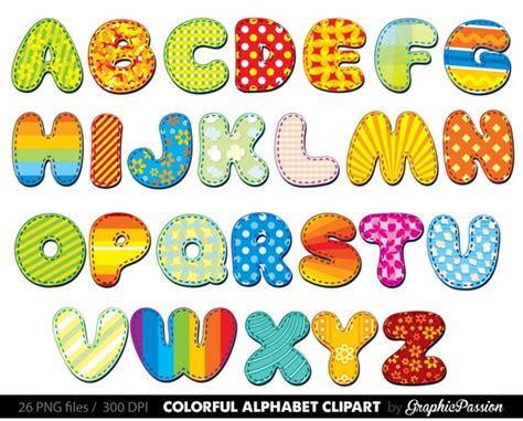 Alphabet clipart color alphabet Digital alphabet letters