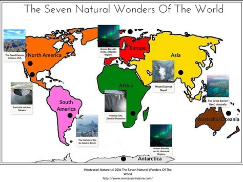 Seven Natural Wonders Of The World 3 Part Cards Facts - Montessori Nature Printables