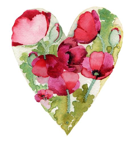 Watercolor Heart, Watercolor Cards, Watercolor Flowers, Watercolor Paintings, Watercolor Poppies ...