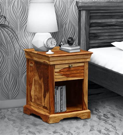 Buy Carleson Solid Wood Night Stand In Rustic Teak Finish By Amberville Online - Transitional ...