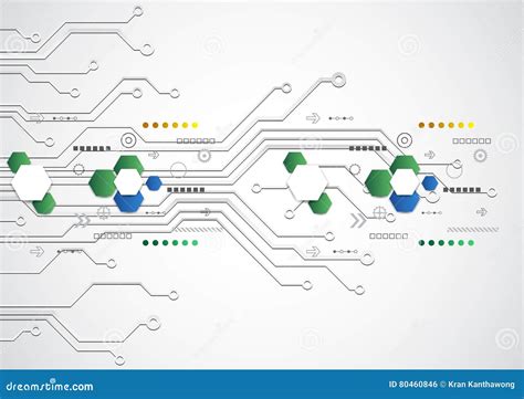 Abstract Futuristic Technological Background with Various Technological Elements, Vector Stock ...