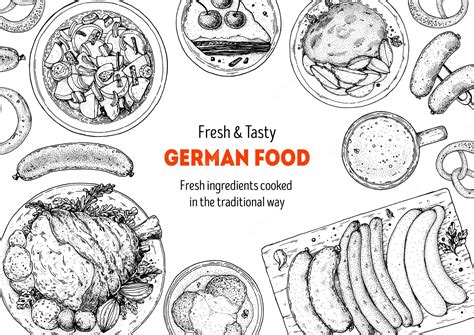 Premium Vector | German food menu sketches design template hand drawn illustration german ...