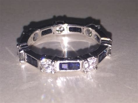 Sapphire & Diamond Eternity Ring in 18K by StPeterburgGallery