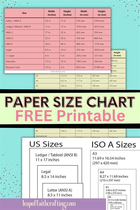 Printable Paper Size Chart (FREE!) | Paper sizes chart, Printable paper, Paper size