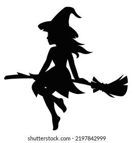 Flying Witch Silhouette Vector Cartoon Illustration Stock Vector (Royalty Free) 2197842999 ...