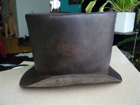 Leather Top Hat Brown - Etsy