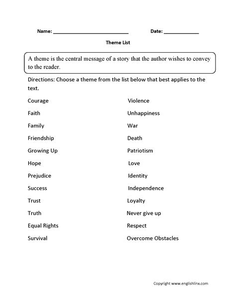 Theme Worksheets 4Th Grade — db-excel.com