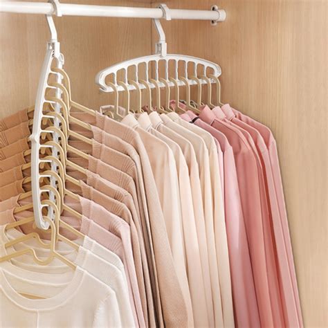 Clothes Hanger Closet Organizer Space Saving Hanger Multi-port Clothing Rack Plastic Scarf ...