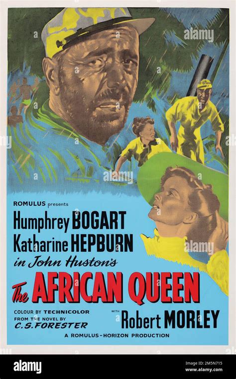 The African Queen (Romulus, R-1950s) Old movie poster feat Humphrey Bogart Katharine Hepburn ...