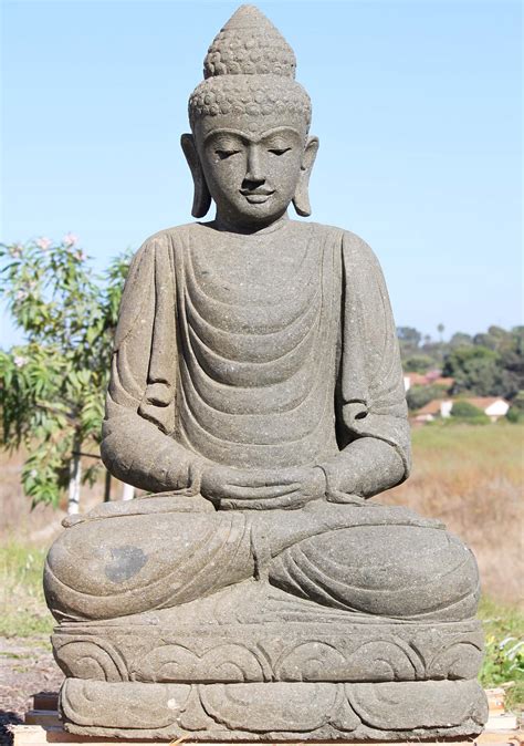 Stone Garden Meditating Buddha Statue 44" (#102ls417): Lotus Sculpture