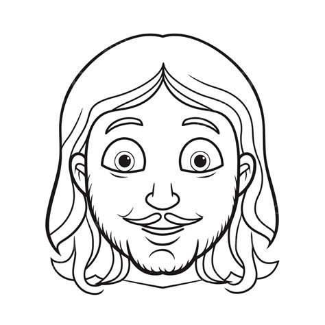 Jesus Cartoon Character Face Coloring Page Illustration Graphic Design Outline Sketch Drawing ...