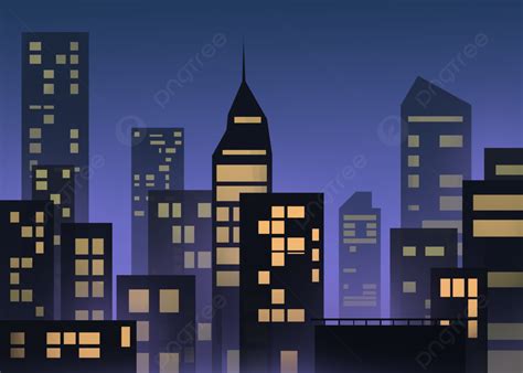 Night Cartoon City Background, Flat Style, Tall Building, Building Background Image And ...