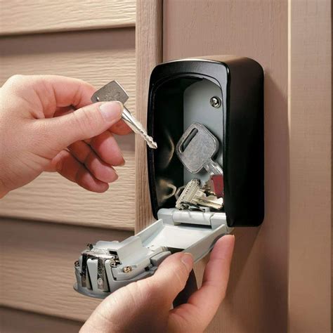 Key Lock Box Keys Storage Lock Box with 4 Digits Combination Resettable Codes Wall Mounted ...