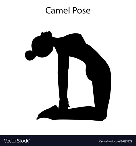 Camel pose yoga workout silhouette healthy Vector Image