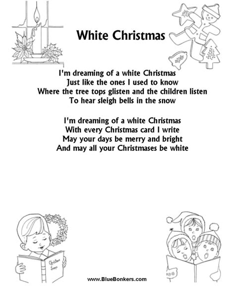 Bible Printables - Christmas Songs and Christmas Carol Lyrics - WHITE CHRISTMAS