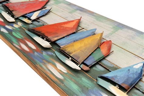 3D Metal Wall Art - Sailboat GC10052-1 - Hand Crafted & Hand Painted.