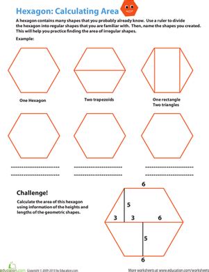 Calculating the Area of a Hexagon | Worksheet | Education.com | English paper piecing, Paper ...