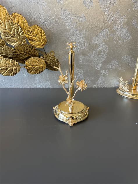 Paper Towel Holder, Napkin Holder, Bronze Brass, Bathroom, Gold Plated, Table Top Towel Holder ...