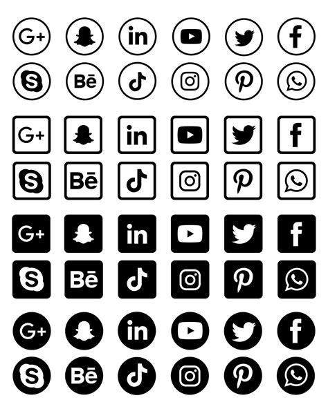 White Social Media Icons Png