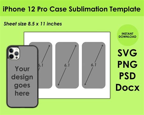 IPhone 12 Pro Template for Sublimation 8.5x11 Sheet SVG PNG | Etsy