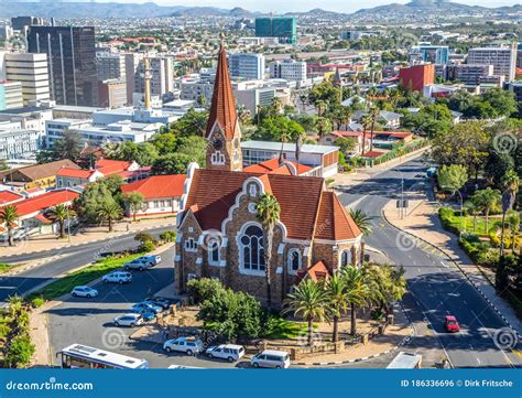 The Famous Christ Church in Namibia`s Capital Windhoek Stock Photo - Image of aerial ...