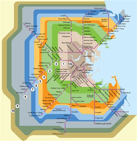 Boston commuter rail network with fare zones ... - Maps on the Web