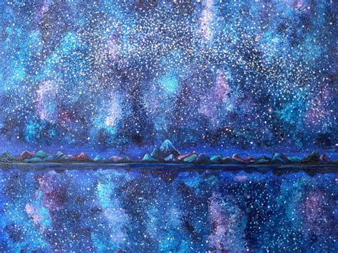 Night Sky Painting Original Art Astronomy Wall Art Space | Etsy